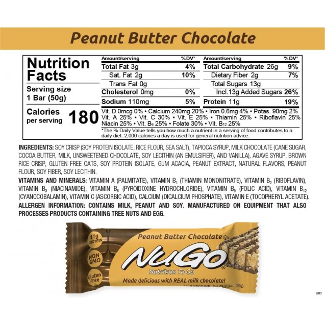 Nugo Nutrition Bar Peanut Butter Chocolate (15x1.76 Oz)